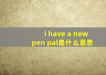 i have a new pen pal是什么意思